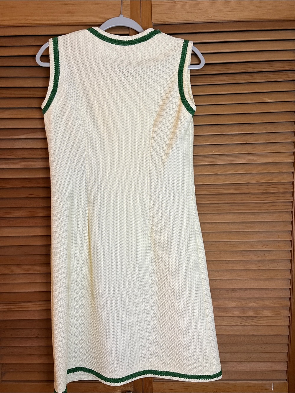 Yellow Sleeveless Shift Dress with Green Trim - Picture 2 of 6
